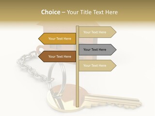 A Wooden House With A Keychain On A White Background PowerPoint Template