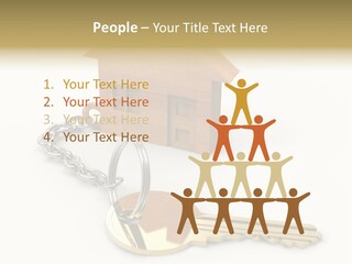 A Wooden House With A Keychain On A White Background PowerPoint Template