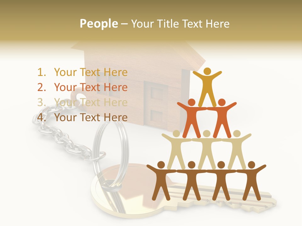 A Wooden House With A Keychain On A White Background PowerPoint Template