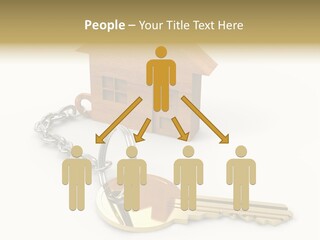 A Wooden House With A Keychain On A White Background PowerPoint Template