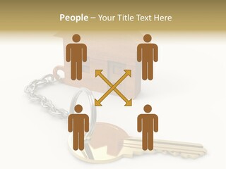 A Wooden House With A Keychain On A White Background PowerPoint Template