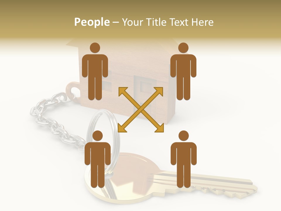 A Wooden House With A Keychain On A White Background PowerPoint Template