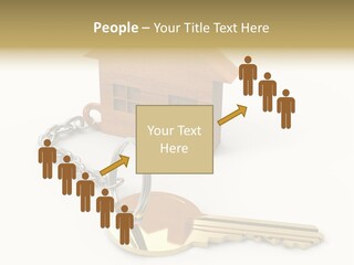 A Wooden House With A Keychain On A White Background PowerPoint Template