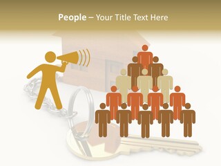 A Wooden House With A Keychain On A White Background PowerPoint Template