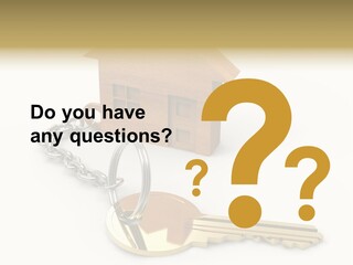 A Wooden House With A Keychain On A White Background PowerPoint Template