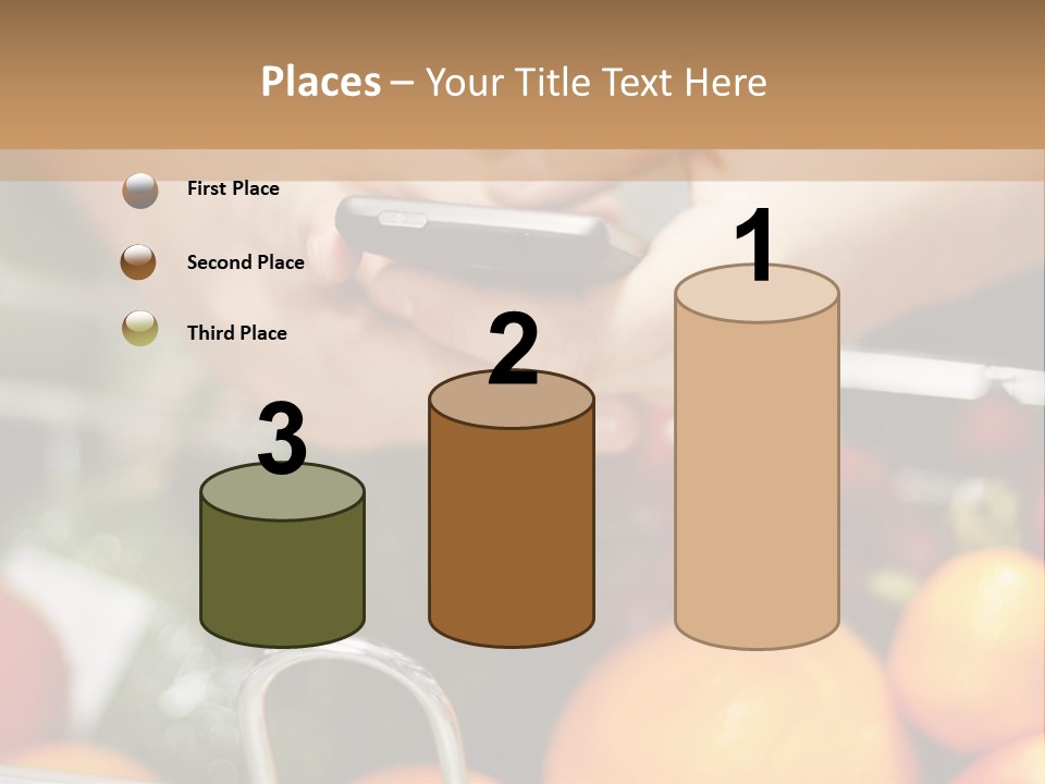 A Person Holding A Cell Phone In A Grocery Cart PowerPoint Template