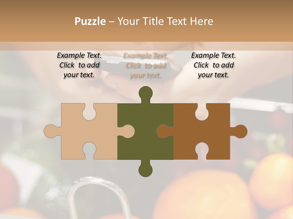 A Person Holding A Cell Phone In A Grocery Cart PowerPoint Template