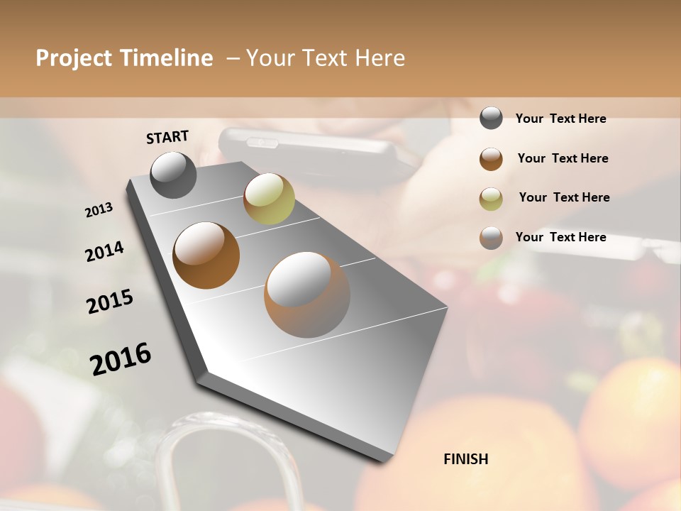 A Person Holding A Cell Phone In A Grocery Cart PowerPoint Template