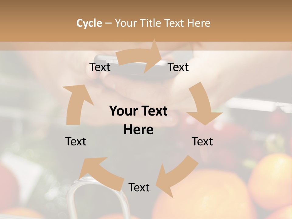 A Person Holding A Cell Phone In A Grocery Cart PowerPoint Template
