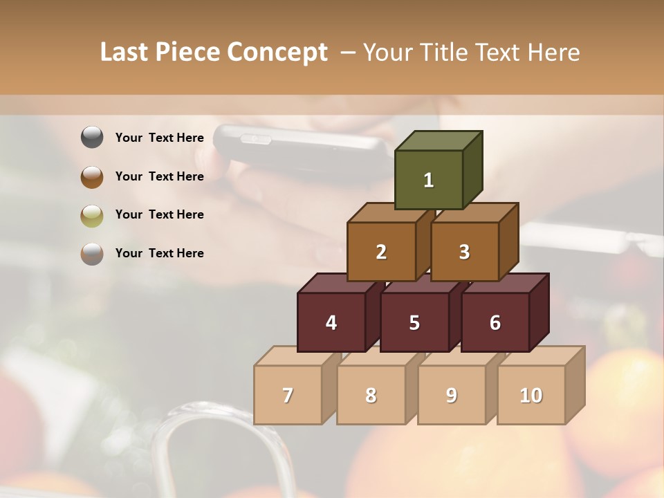 A Person Holding A Cell Phone In A Grocery Cart PowerPoint Template