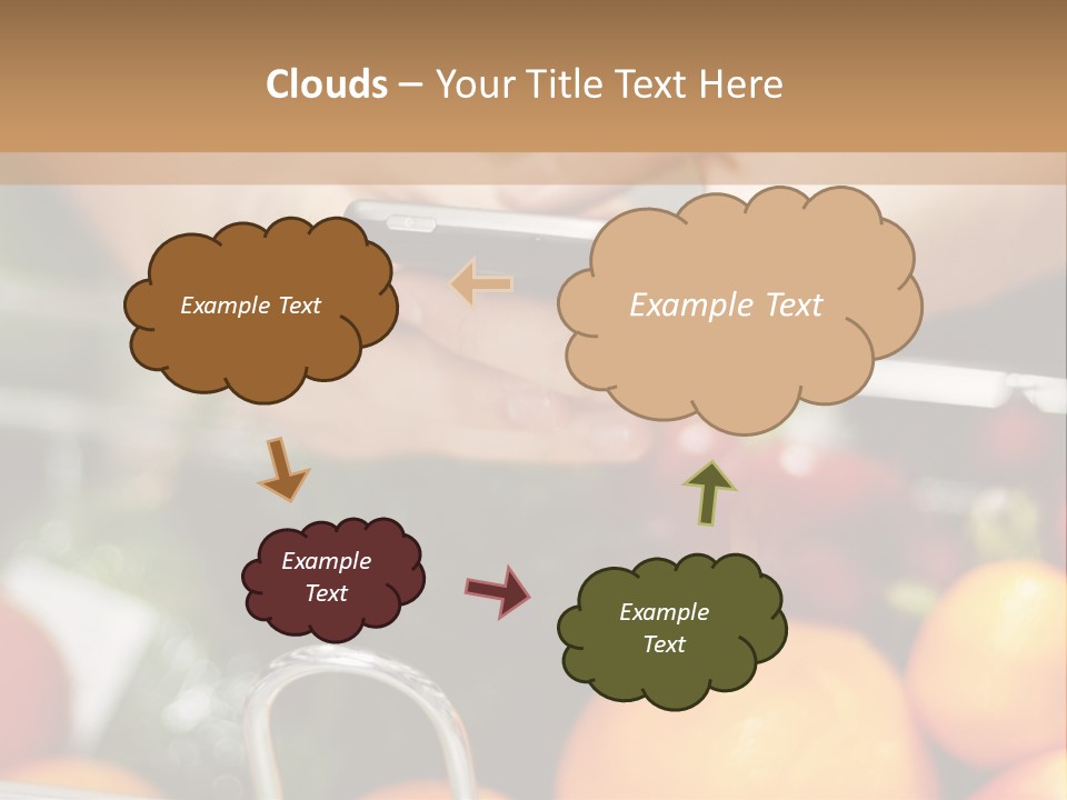 A Person Holding A Cell Phone In A Grocery Cart PowerPoint Template