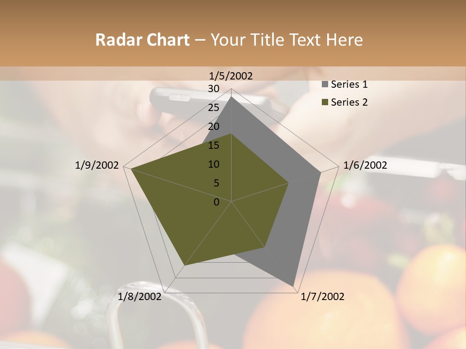 A Person Holding A Cell Phone In A Grocery Cart PowerPoint Template
