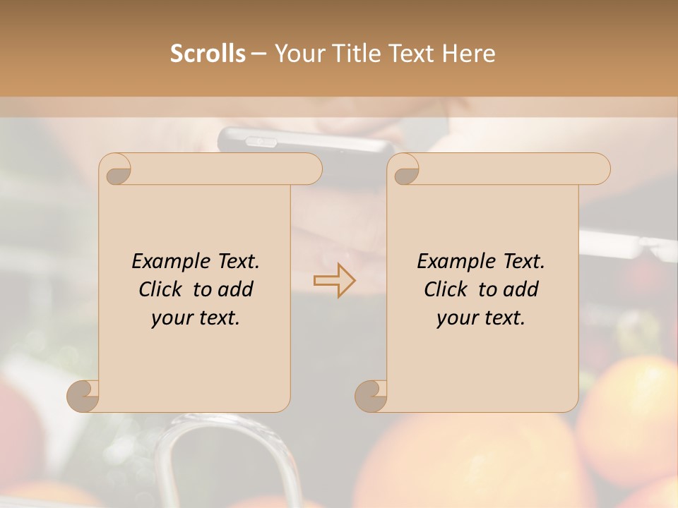 A Person Holding A Cell Phone In A Grocery Cart PowerPoint Template