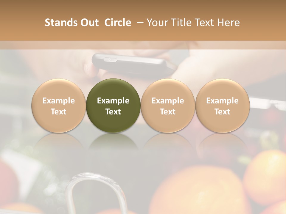 A Person Holding A Cell Phone In A Grocery Cart PowerPoint Template