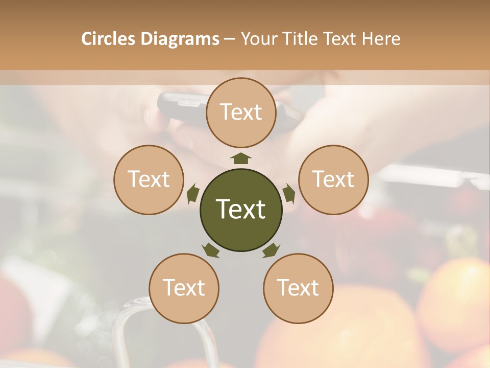 A Person Holding A Cell Phone In A Grocery Cart PowerPoint Template