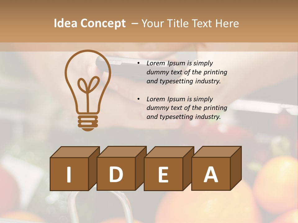 A Person Holding A Cell Phone In A Grocery Cart PowerPoint Template