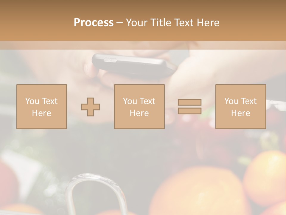 A Person Holding A Cell Phone In A Grocery Cart PowerPoint Template