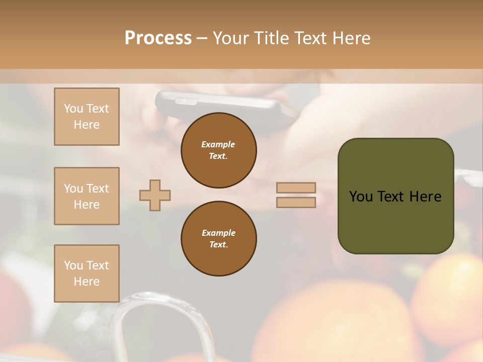 A Person Holding A Cell Phone In A Grocery Cart PowerPoint Template