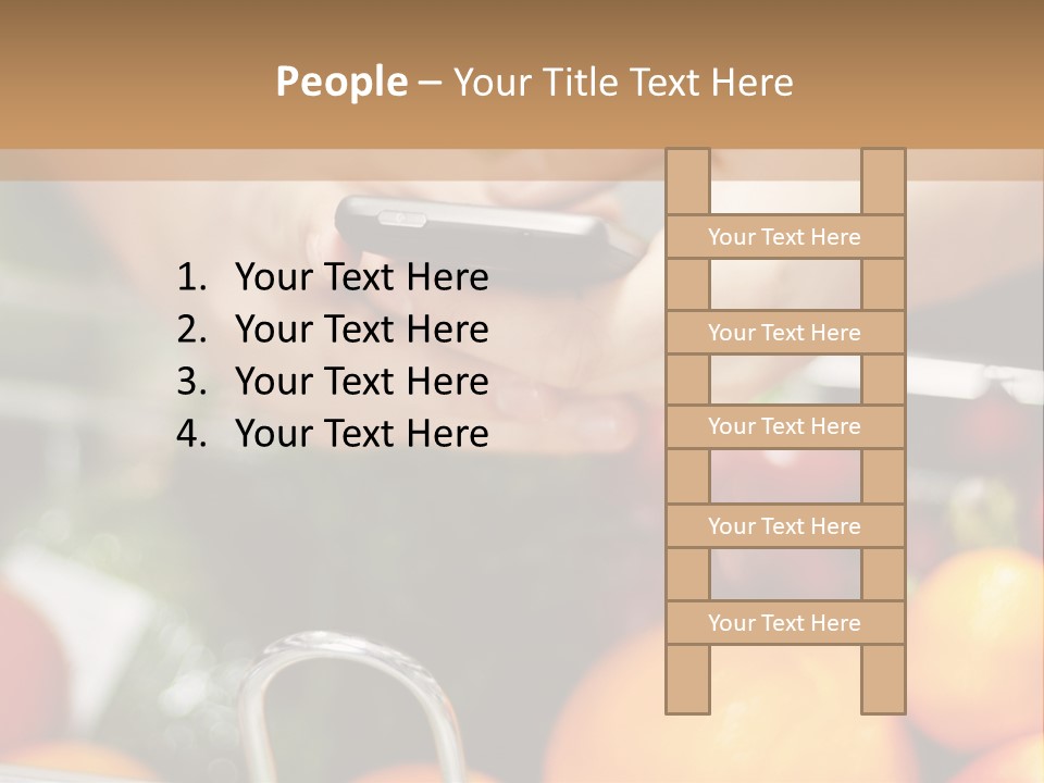 A Person Holding A Cell Phone In A Grocery Cart PowerPoint Template