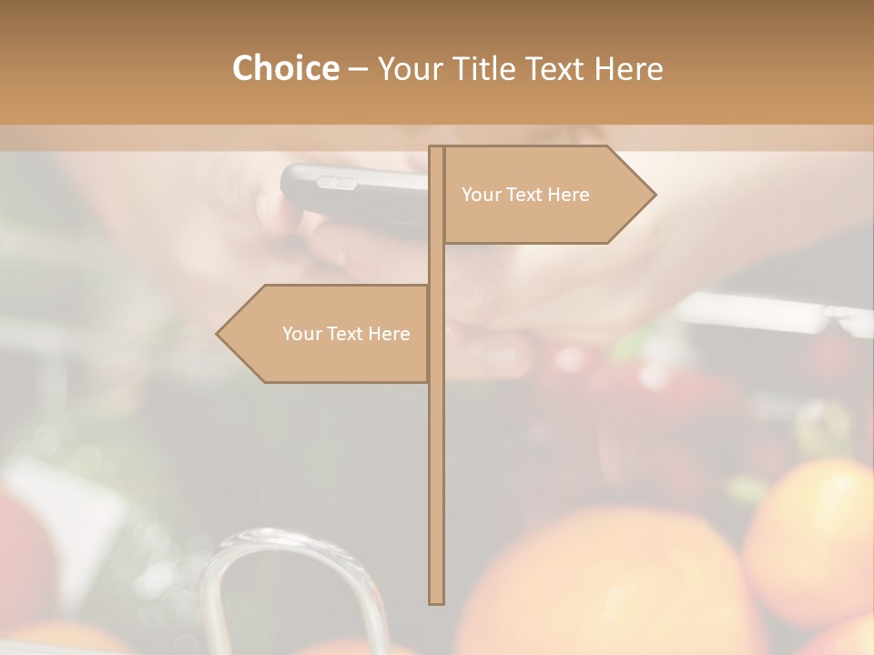 A Person Holding A Cell Phone In A Grocery Cart PowerPoint Template