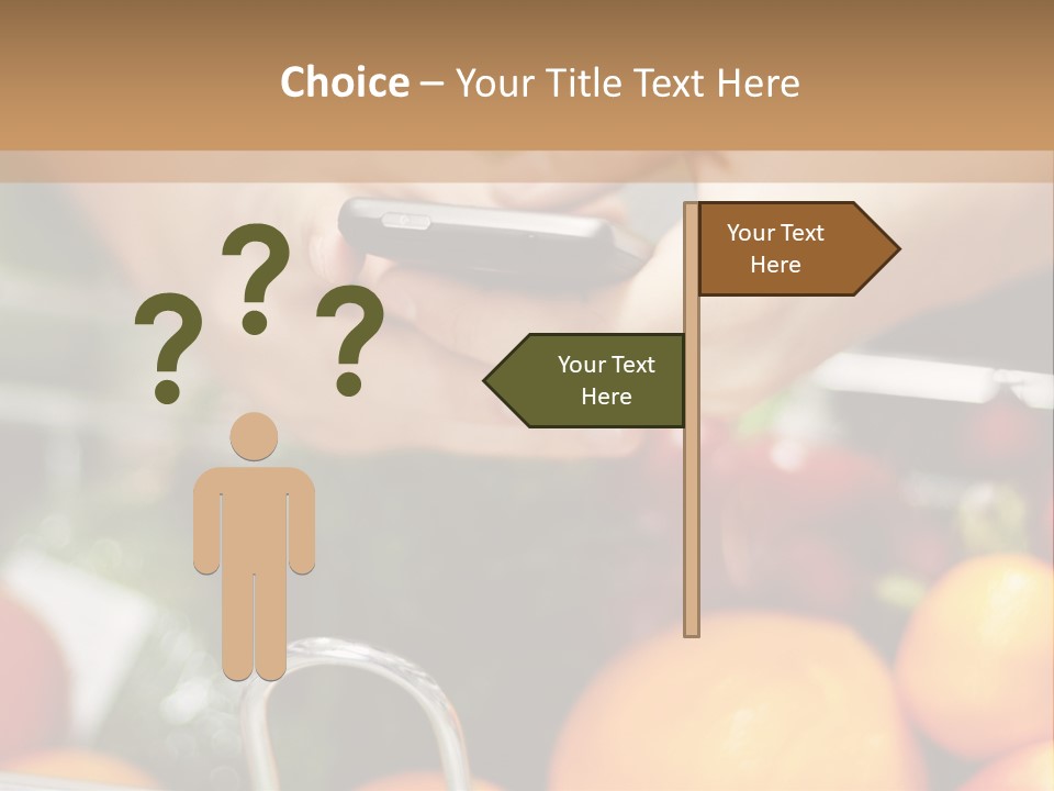 A Person Holding A Cell Phone In A Grocery Cart PowerPoint Template