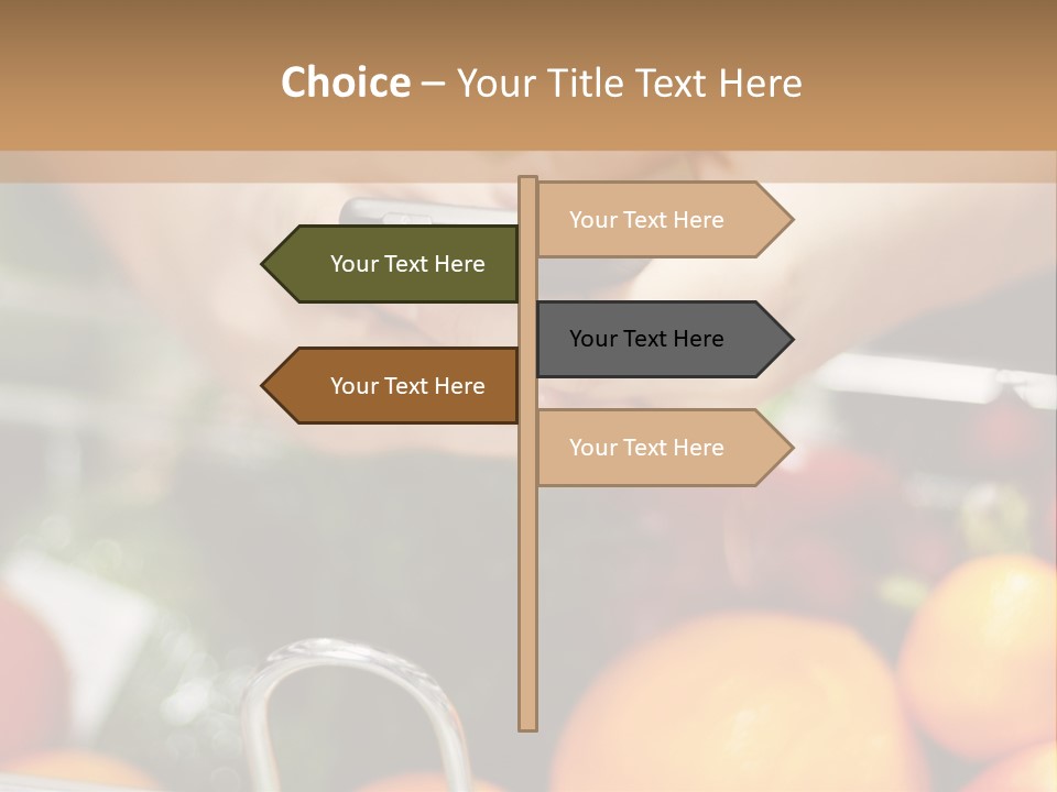 A Person Holding A Cell Phone In A Grocery Cart PowerPoint Template