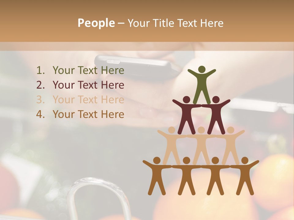 A Person Holding A Cell Phone In A Grocery Cart PowerPoint Template