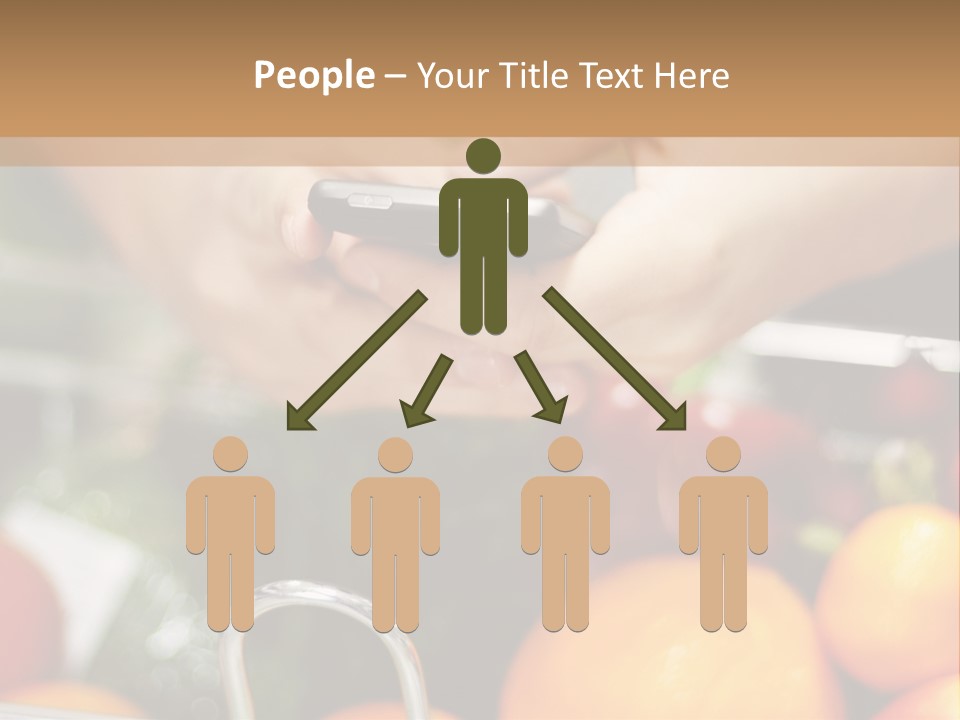 A Person Holding A Cell Phone In A Grocery Cart PowerPoint Template