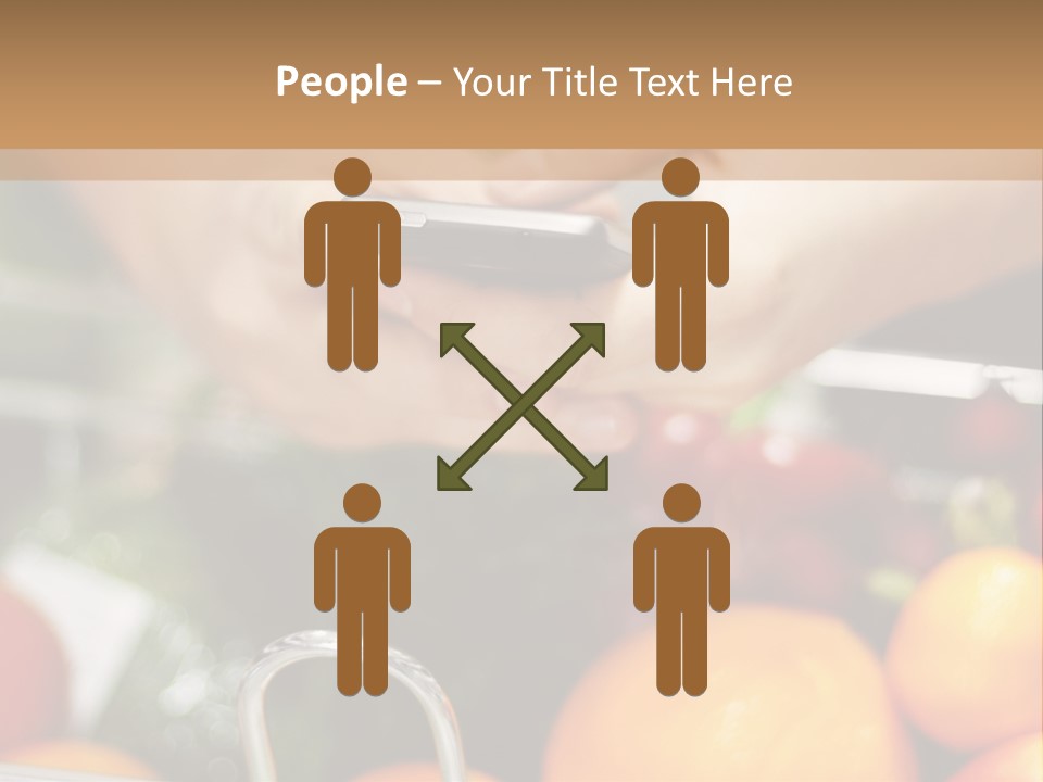 A Person Holding A Cell Phone In A Grocery Cart PowerPoint Template