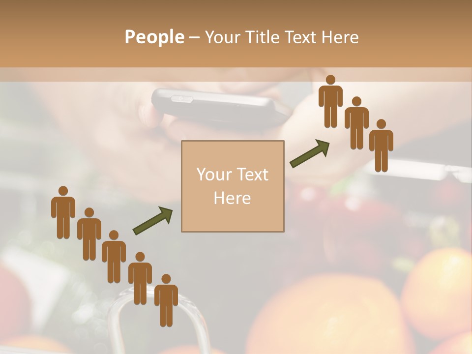 A Person Holding A Cell Phone In A Grocery Cart PowerPoint Template