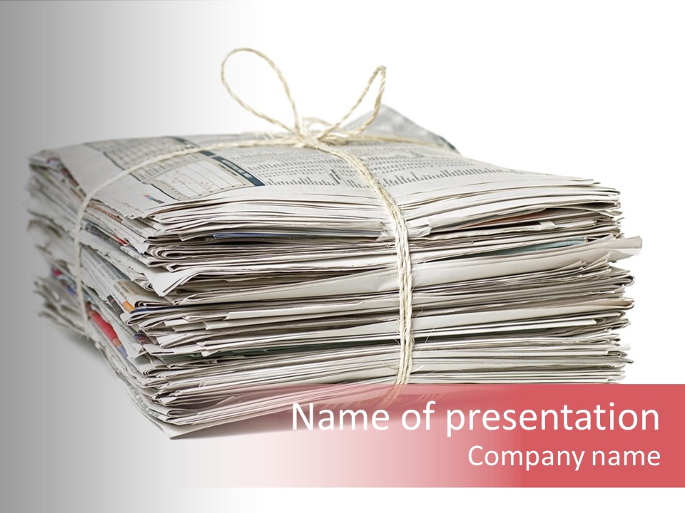Pile Closeup Pile Of Newspapers PowerPoint Template