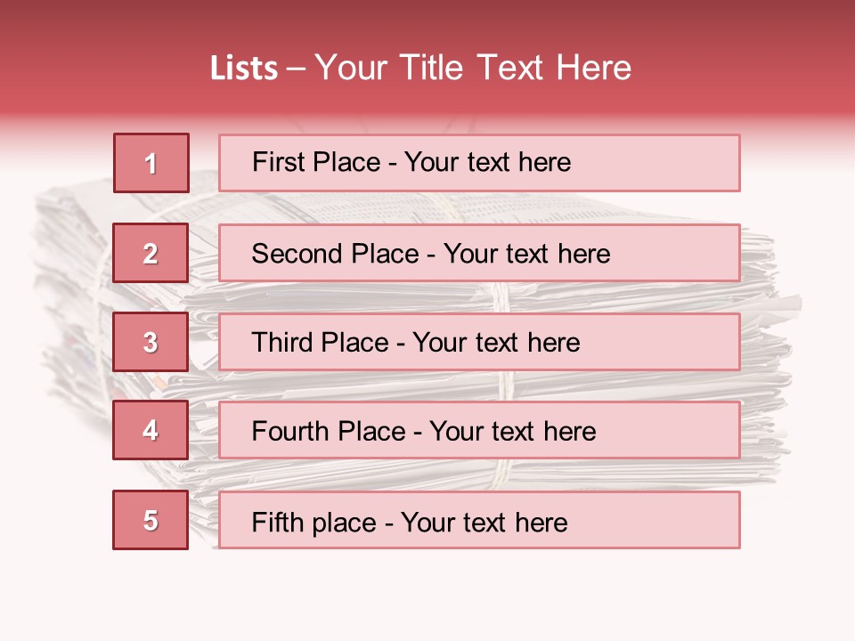 Pile Closeup Pile Of Newspapers PowerPoint Template
