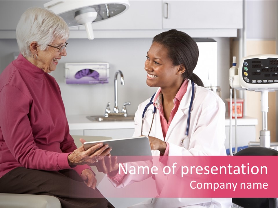 A Woman Talking To A Doctor In A Hospital PowerPoint Template