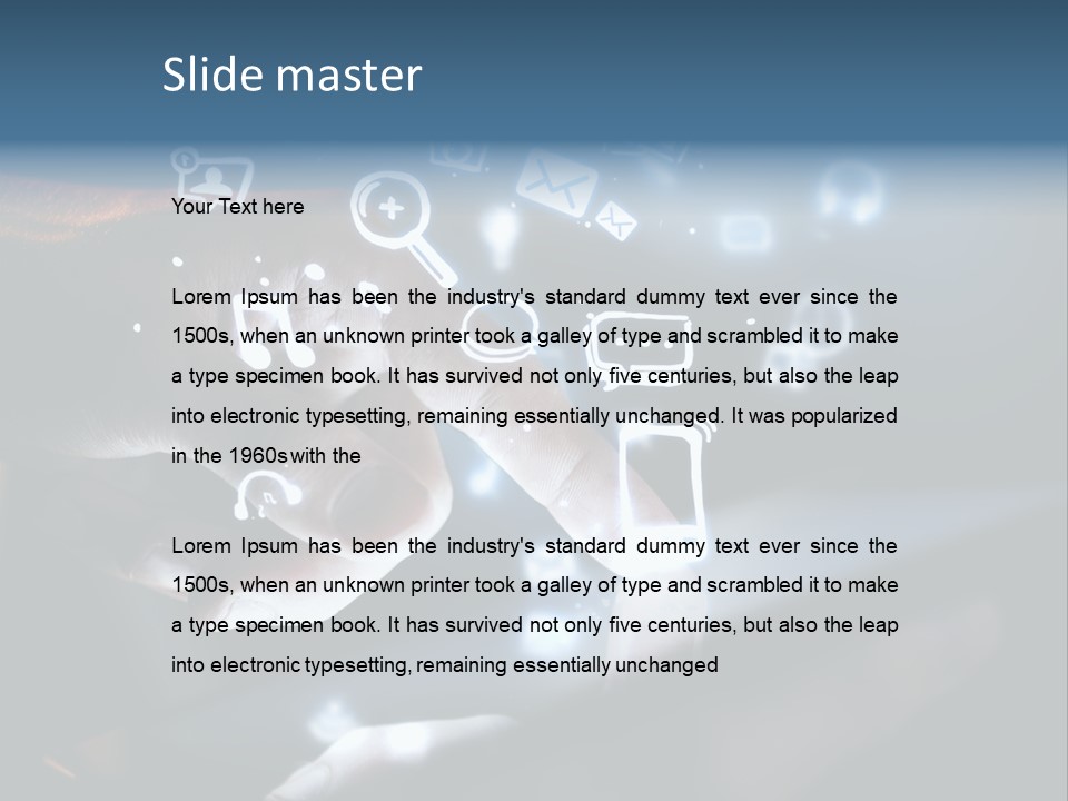 A Person Touching A Tablet With Icons Coming Out Of It PowerPoint Template