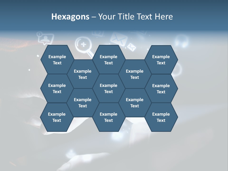 A Person Touching A Tablet With Icons Coming Out Of It PowerPoint Template