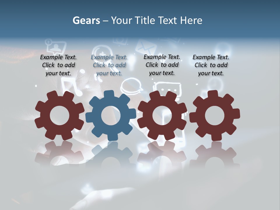 A Person Touching A Tablet With Icons Coming Out Of It PowerPoint Template