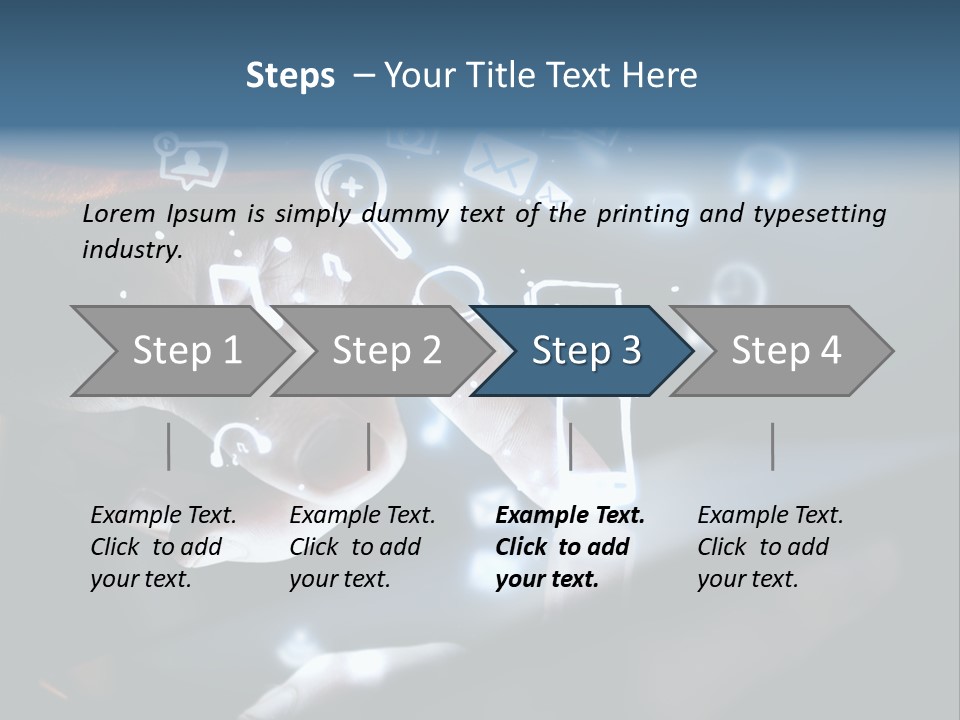 A Person Touching A Tablet With Icons Coming Out Of It PowerPoint Template