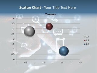 A Person Touching A Tablet With Icons Coming Out Of It PowerPoint Template