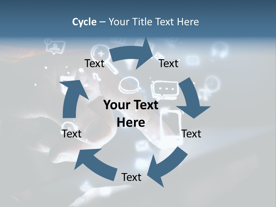 A Person Touching A Tablet With Icons Coming Out Of It PowerPoint Template