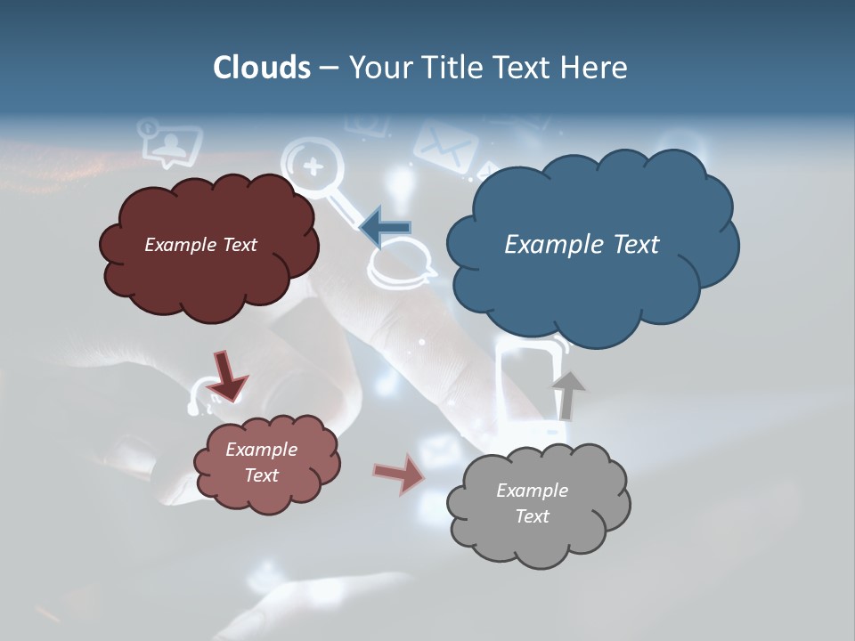 A Person Touching A Tablet With Icons Coming Out Of It PowerPoint Template