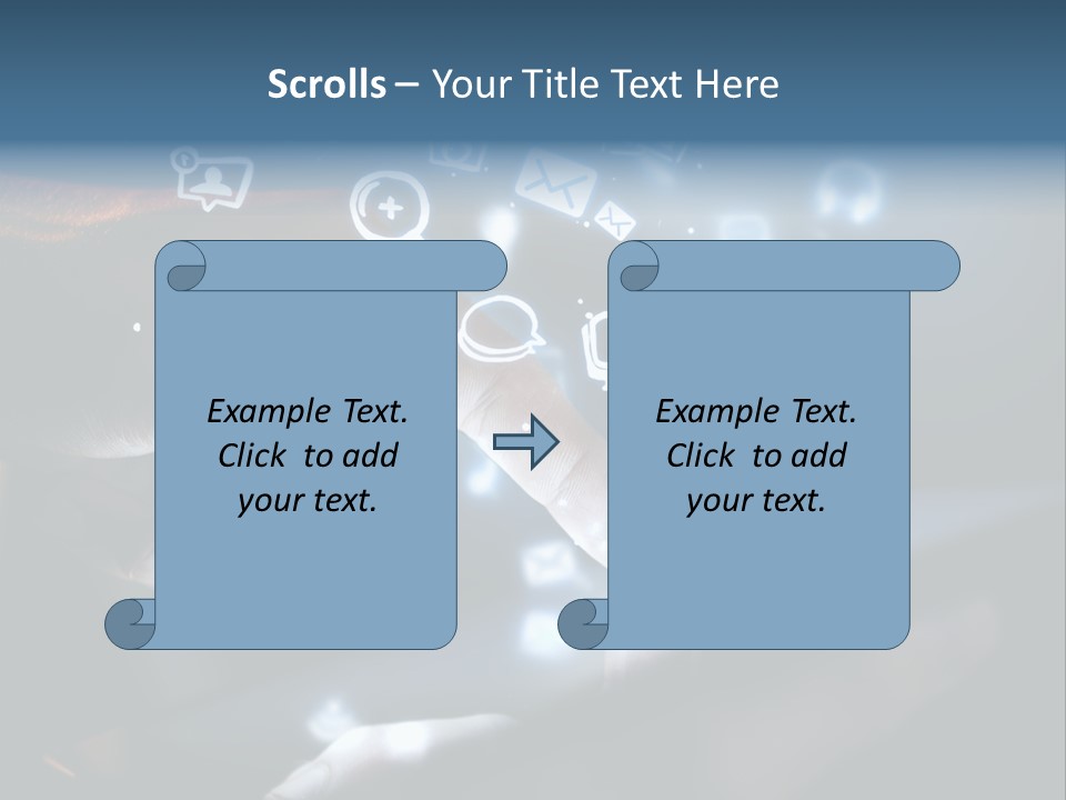 A Person Touching A Tablet With Icons Coming Out Of It PowerPoint Template