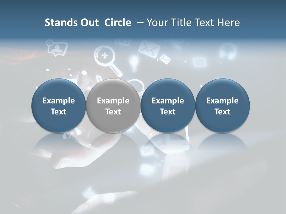 A Person Touching A Tablet With Icons Coming Out Of It PowerPoint Template