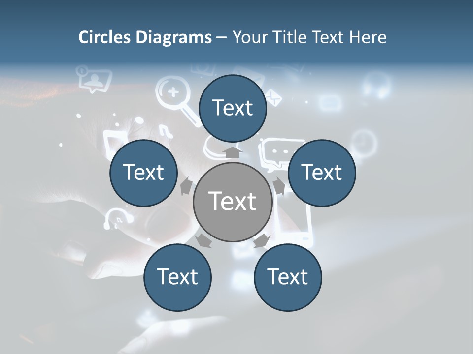 A Person Touching A Tablet With Icons Coming Out Of It PowerPoint Template
