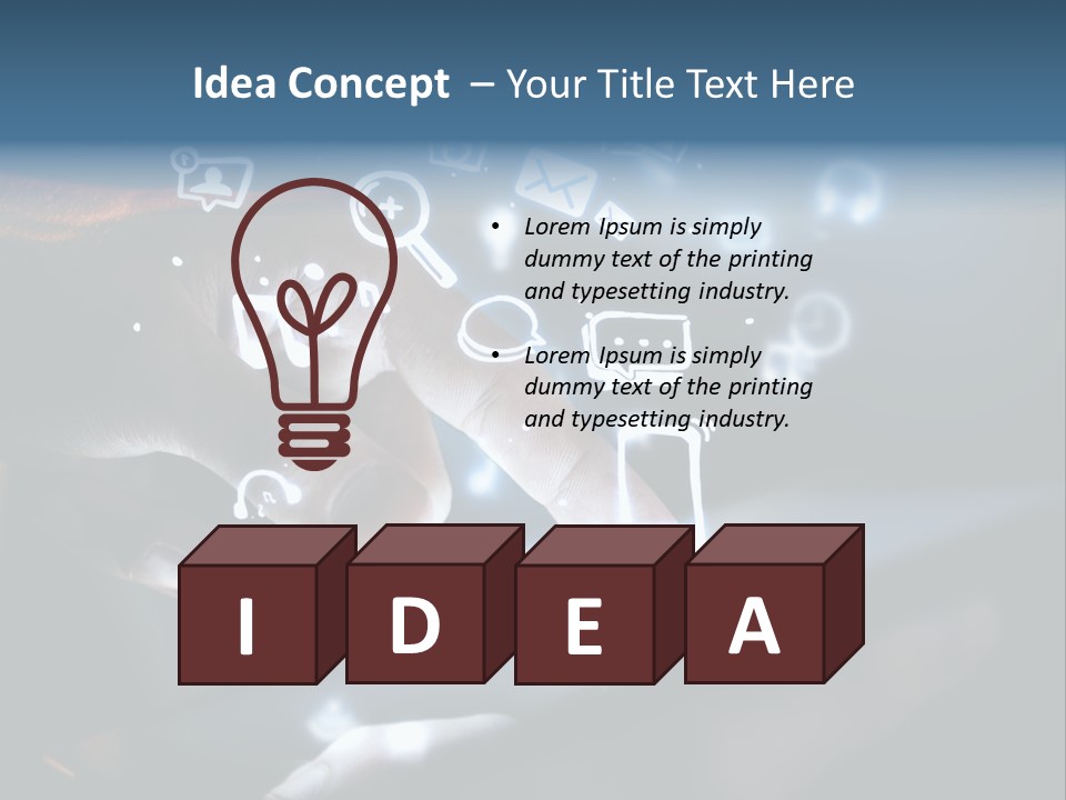 A Person Touching A Tablet With Icons Coming Out Of It PowerPoint Template