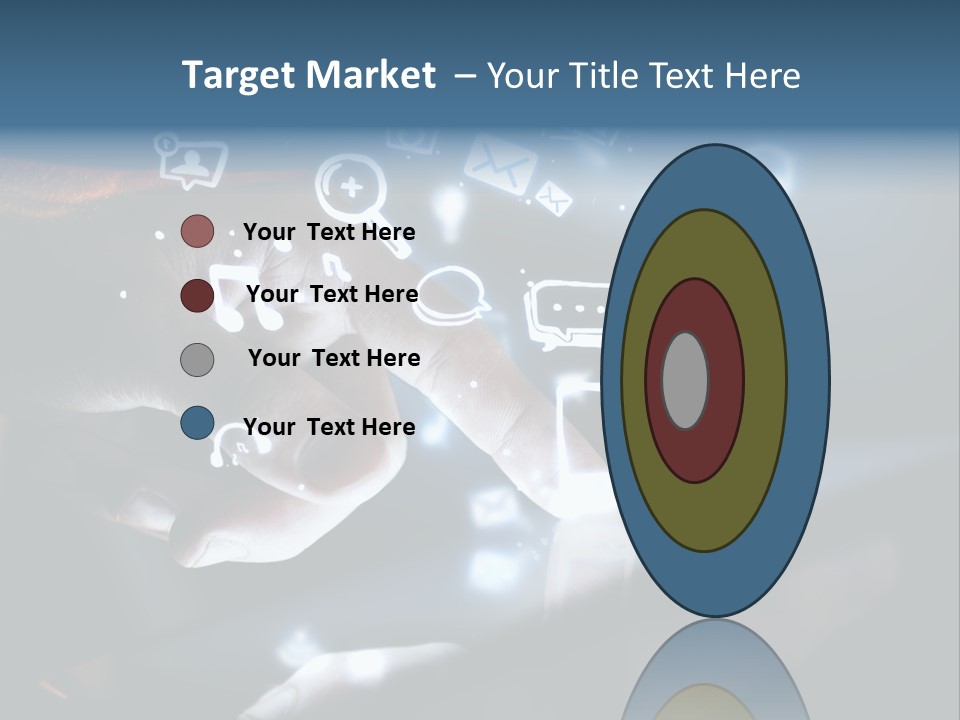 A Person Touching A Tablet With Icons Coming Out Of It PowerPoint Template