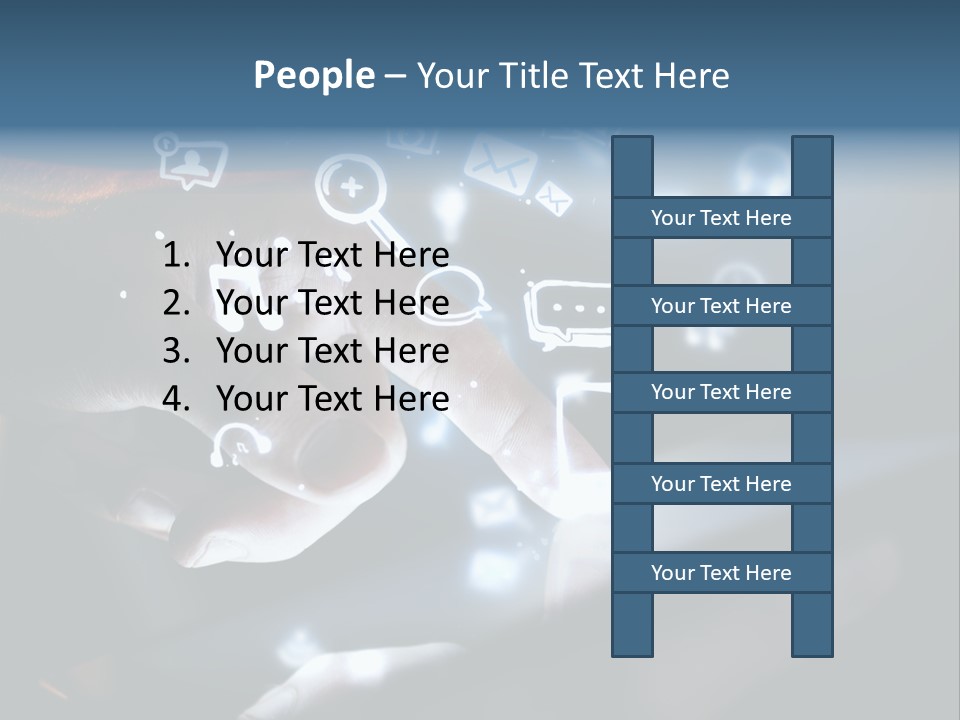 A Person Touching A Tablet With Icons Coming Out Of It PowerPoint Template