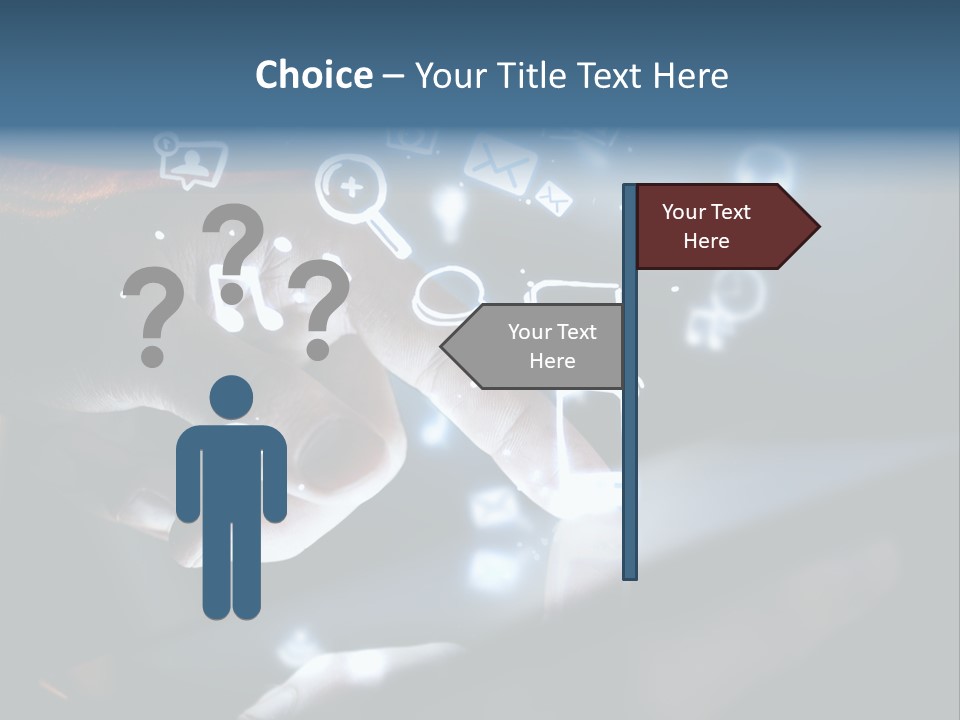 A Person Touching A Tablet With Icons Coming Out Of It PowerPoint Template