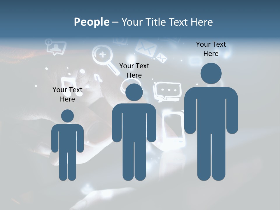 A Person Touching A Tablet With Icons Coming Out Of It PowerPoint Template