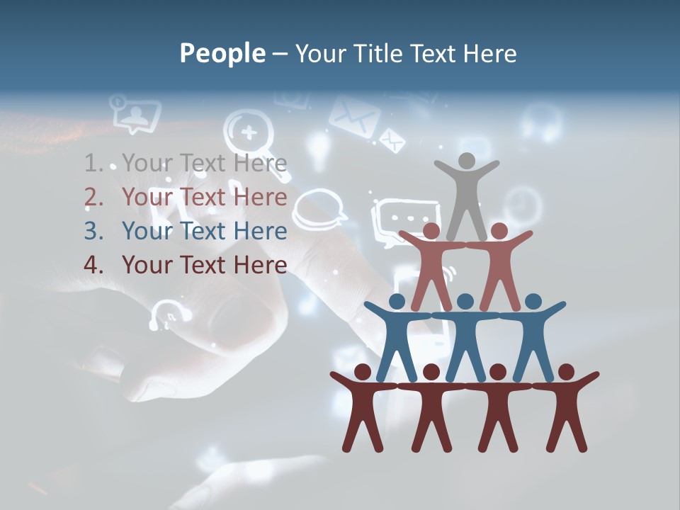 A Person Touching A Tablet With Icons Coming Out Of It PowerPoint Template