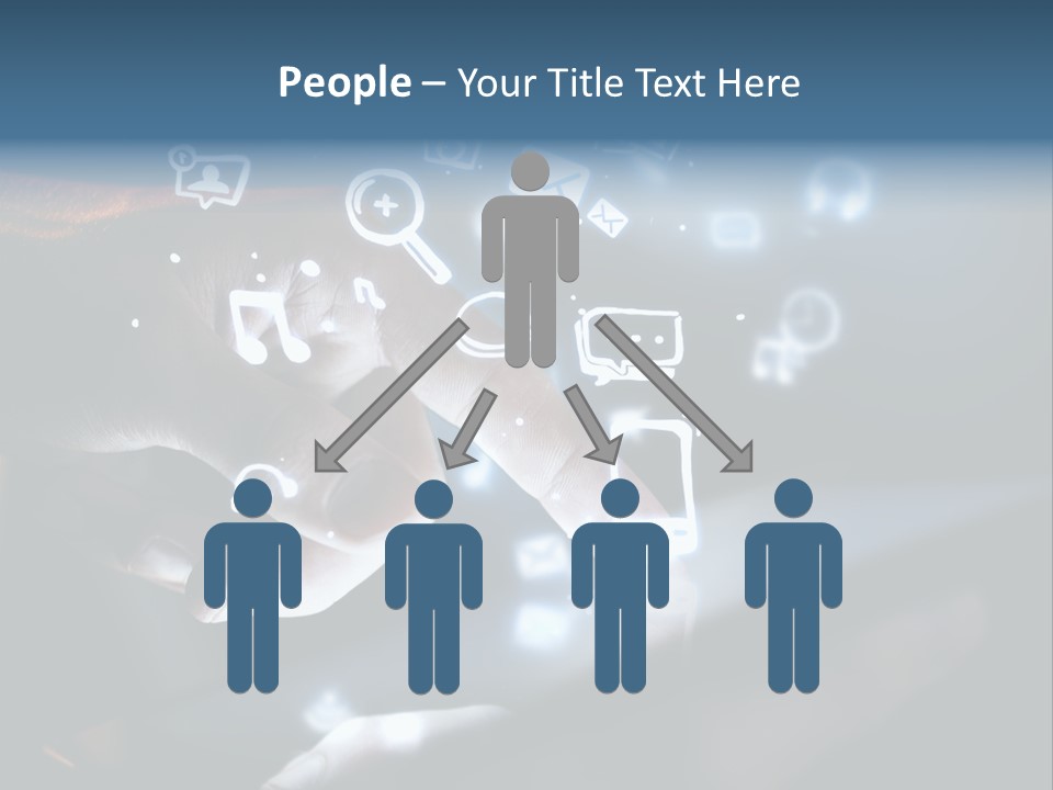 A Person Touching A Tablet With Icons Coming Out Of It PowerPoint Template